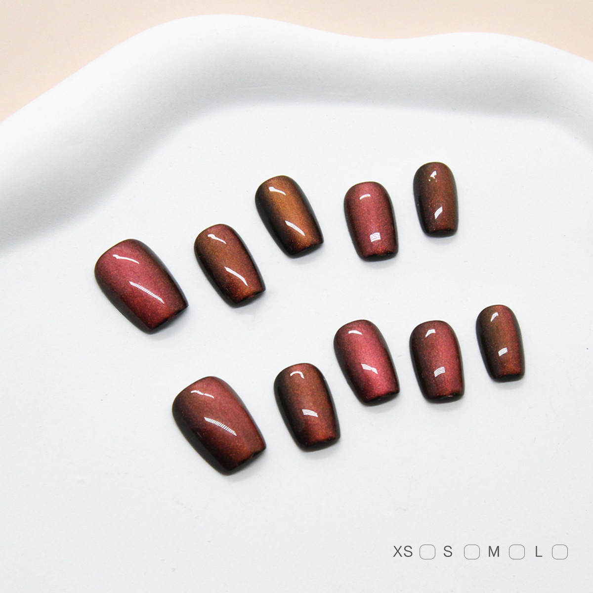 Uñas postizas removibles hechas a mano con forma de ojo de gato, manicura, uñas cortas de Ballet, tamaño dividido, uñas usables, 10 piezas, venta al por mayor