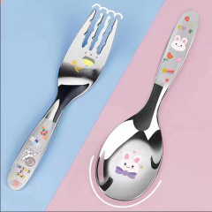 アニメ316ステンレス子供スプーンフォークスプーンステンレス高颜値赤ちゃんスープ乾燥ご飯デザートスプーン