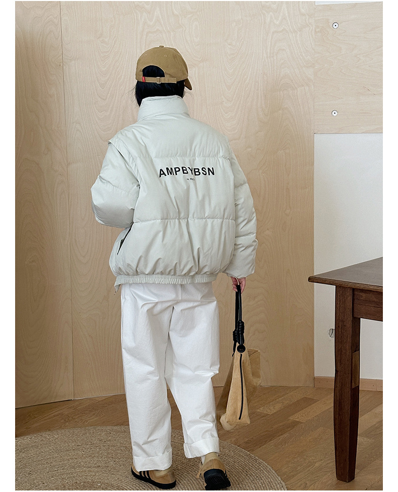 Abnehmbare Ärmel, Männer und Frauen, dickes Winterdesign, Unterhemdweste, für lässige Paare, Daunenjacke aus Baumwolle_voghion.com