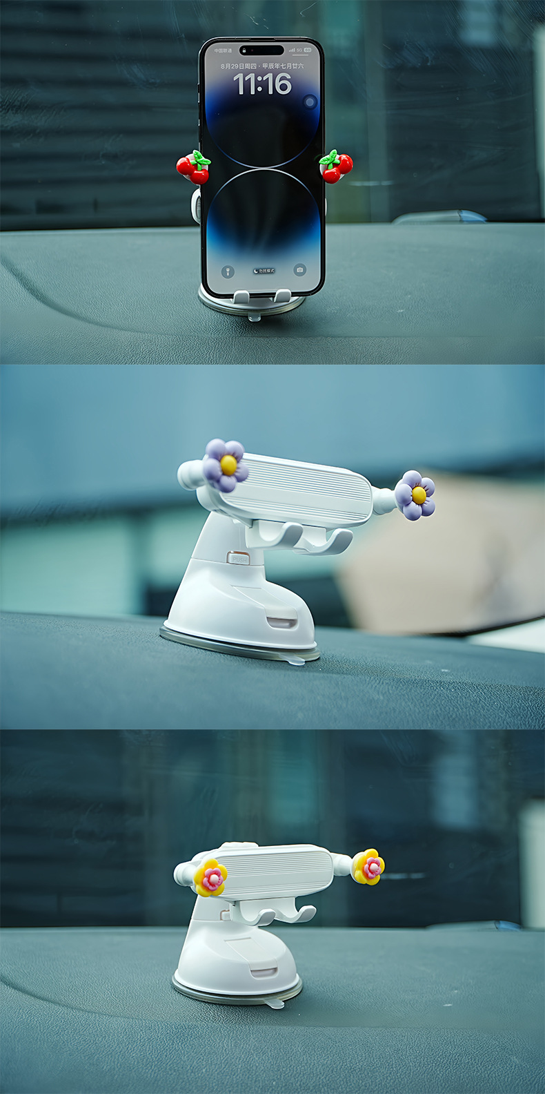 Longqi's New Cute Cartoon Car Mobile Phone Holder Suction Cup Universal Anti-Shake Car Navigation Holder Can Be Shipped on Behalf of Others
