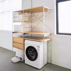 洗濯機ラック、家庭用床置き収納ラック、掃除ロボット、猫トイレ、猫が降りる空の高脚ラック
