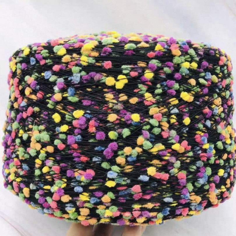 彩色乒乓纱 豆豆线糖果纱球球线DIY围巾棒针段彩手工编织配线批发