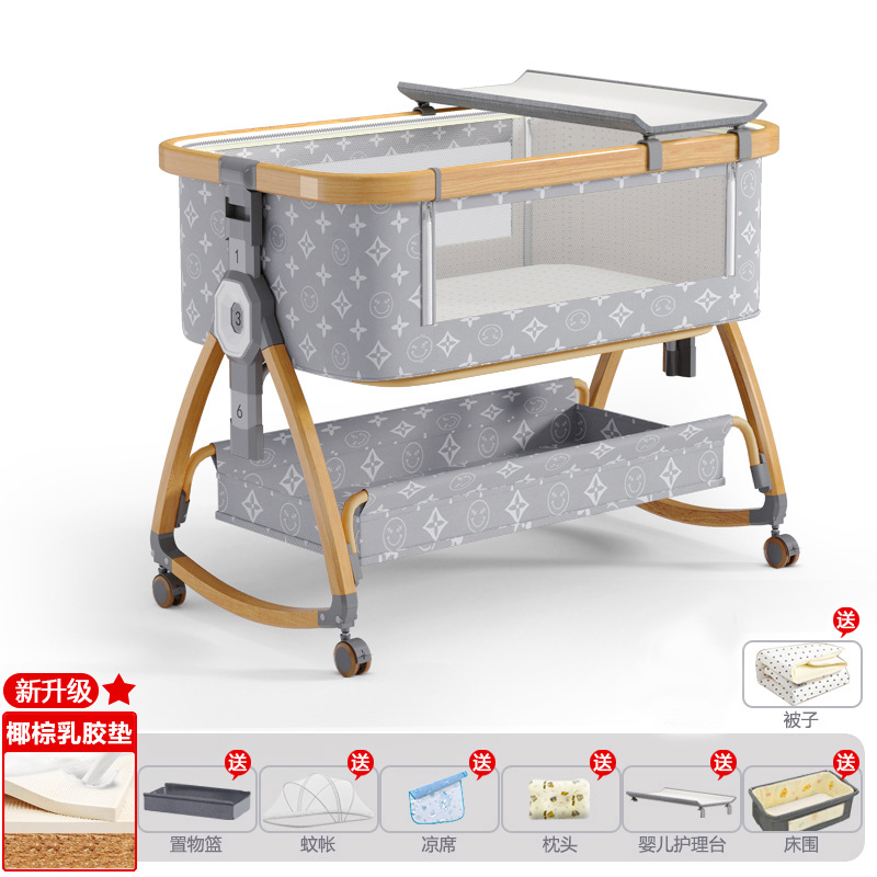 Cuna de bebé recién nacido cama costura Cama grande Baby Shaker BB cama de los niños cuna cama multifuncional móvil plegable image 30