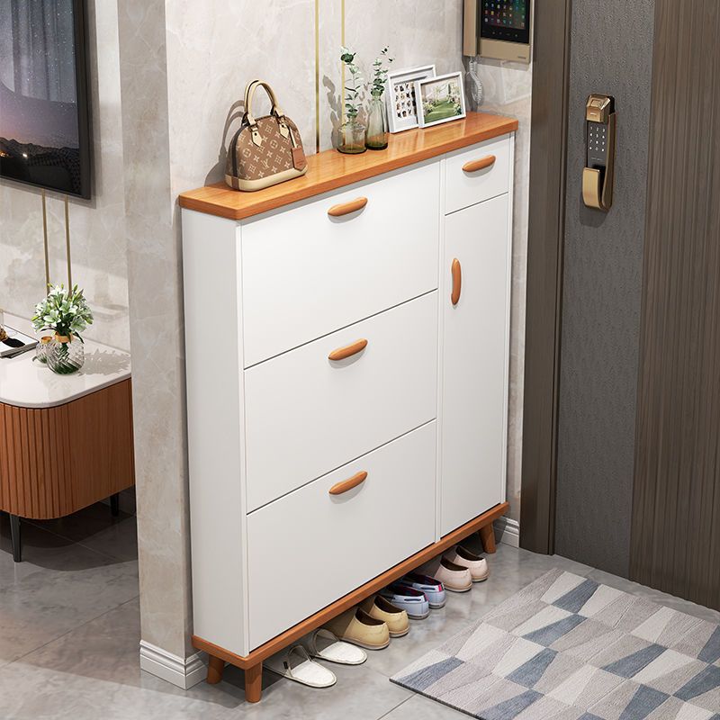 Flip Shoe Cabinet for Home Entrance, Small Apartment Ultra-Thin Large Capacity Solid Wood Leg Storage Shoe Rack, Popular Online