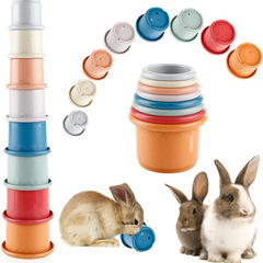 Rabbit Stacking Cup Toy Animal Set Cup Children's Puzzle Jenga Baby Bath Playing Water Toddler Early Education Stacking Cup