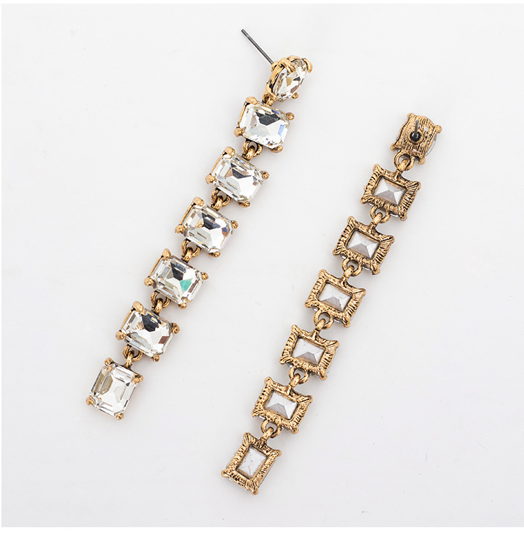 Daily Occasion 1 Pair Fashion Square Alloy Rhinestone Women's Drop Earrings