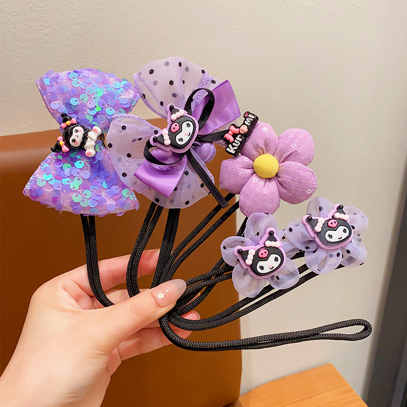 Kulomi niños varillas de cabello bola cabeza perezosa artefacto 2024 nuevo bebé dibujos animados cabeza trasera toque de flores