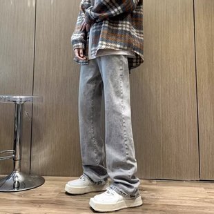 American Retro Jeans Men's Autumn Casual Pants Trendy Brand Boys American High Street Pants All-match Straight Pants Trendy