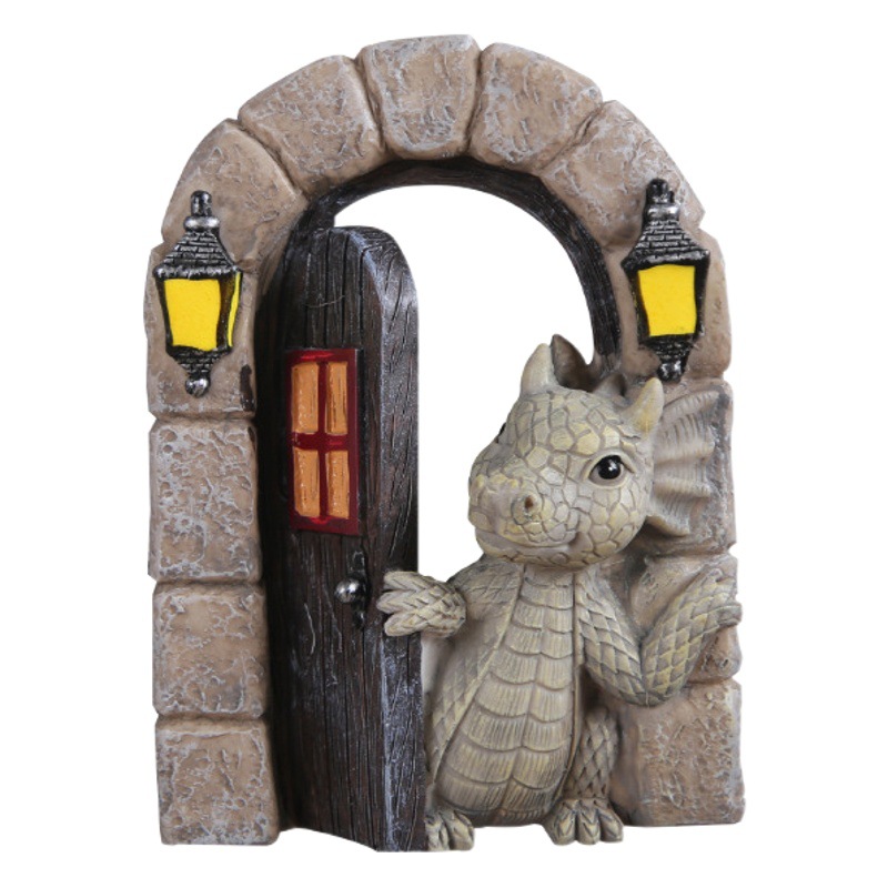 Nuevos adornos artesanales de resina de Xiaolong, ventanas abiertas, adornos colgantes de Xiaolong, puertas abiertas luminosas, adornos decorativos de jardín de jardín de dragón