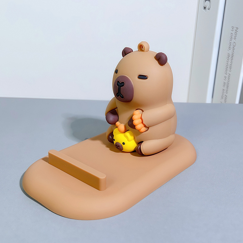 外国貿易新しいカピバラ携帯電話ホルダー漫画かわいいカピバラ人形クリエイティブデスクトップ装飾品小さなギフト|undefined