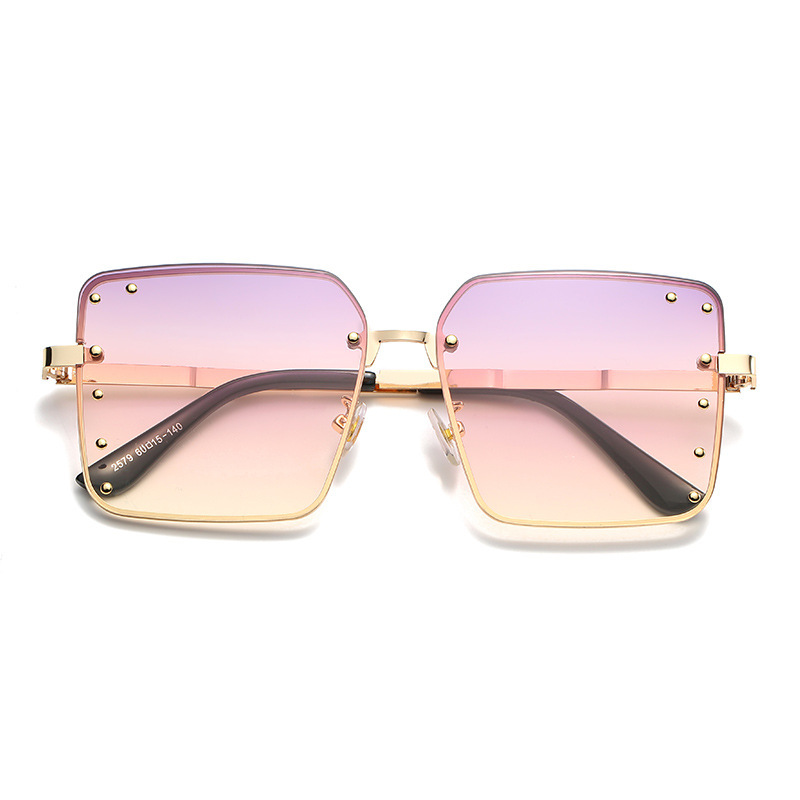 Gafas de Sol con Marco Grande sin Borde Metal PC Lentes Degradadas para Viajes