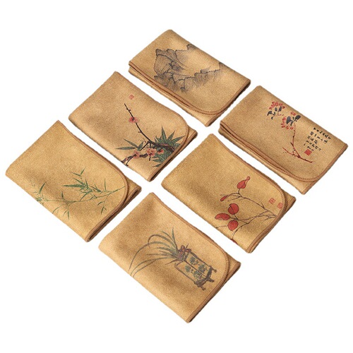 Wholesale painted tea cloth, tea towel, high-end tea towel, tablecloth, absorbent tea set, thickened cotton and linen Zen rag, pot pad