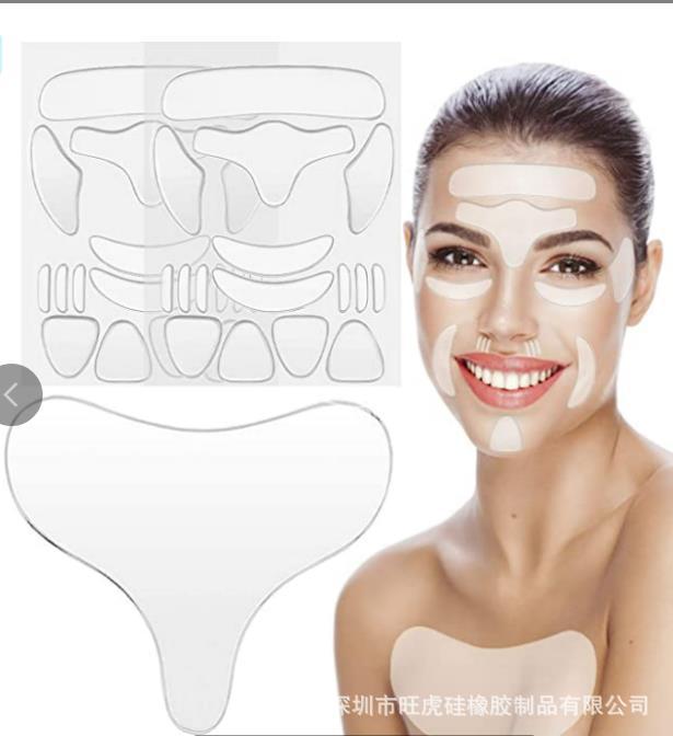 얼굴 스티커 33 피스 세트 (16 피스 세트, 2 T 모양의 가슴 스티커, 1))