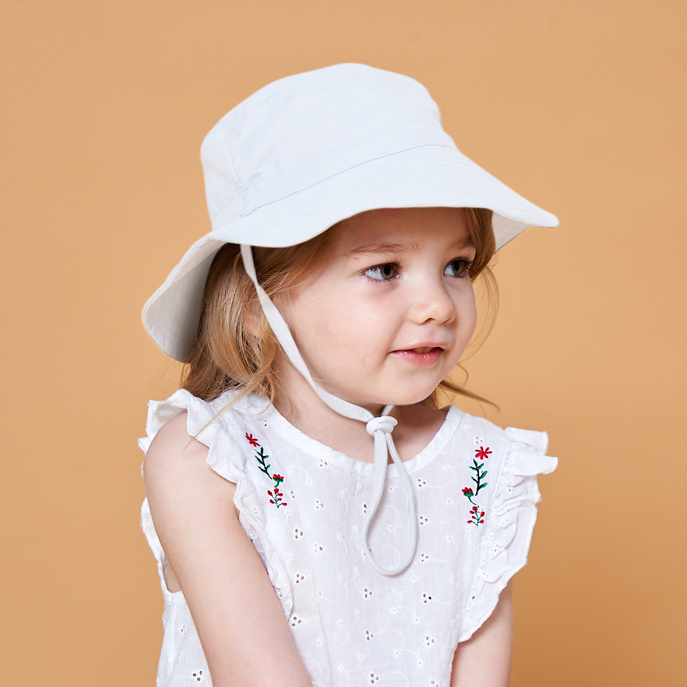 Children Unisex Cute Solid Color Flat Eaves Sun Hat display picture 3