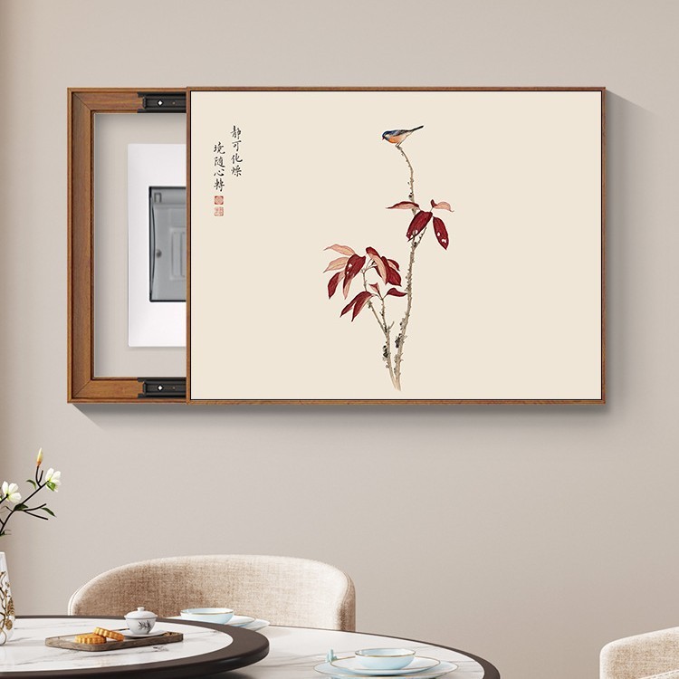 新しい中国風の張大千蘭メーターボックス装飾絵画パンチフリースイッチ配電ゲート信号ボックスブロック吊り絵画|undefined