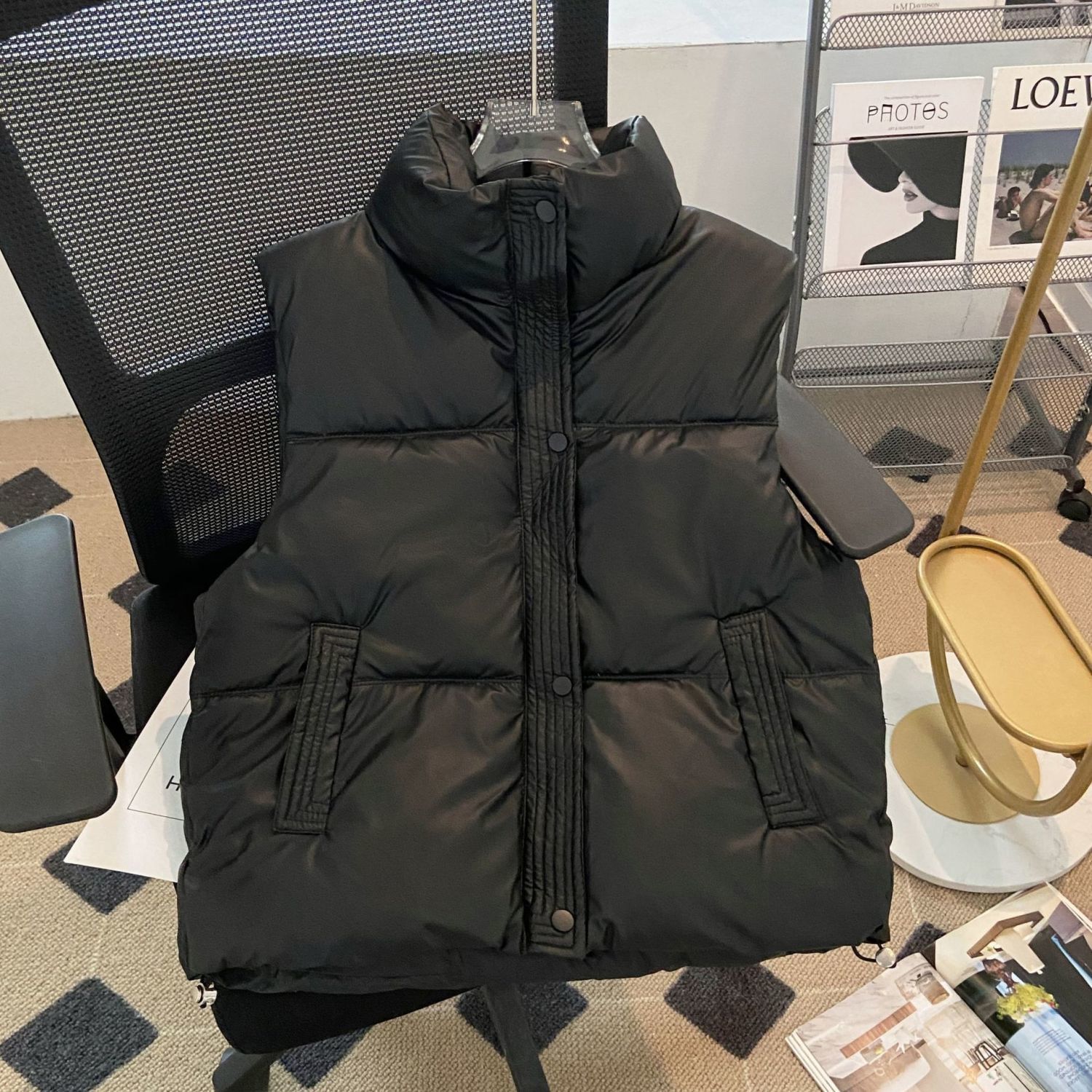 秋冬新款2025羽绒棉马甲女pu防水外套马夹百搭坎肩背心宽松外穿潮