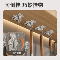 Punch-free hook, ultra-strong adhesive, wall-mounted, traceless design—perfect for kitchens, bathrooms, and toilets; transparent sticky hooks for universal use.