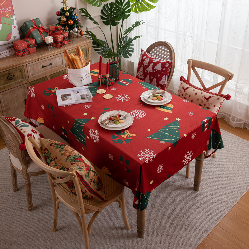 Rote Samt Weihnachtstischdecke Mit Schneeflocken Für Esstische_voghion.com