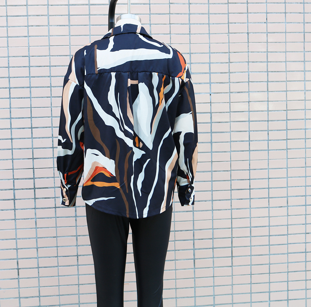 182g Weight Long Sleeve Sleeve Length Single Breasted Placket Type Regular Sleeve Sleeve Type Polyester Fabric Type Long Top Length Blouse Tops Type Holiday Occasion Shirt Collar Neckline Loose Fit Type Abstract Pattern Summer Season Women's Gender Vacation, Simple Style Style Wholesale Women's Vacation Simple Style Abstract Long Sleeve Blouses 11