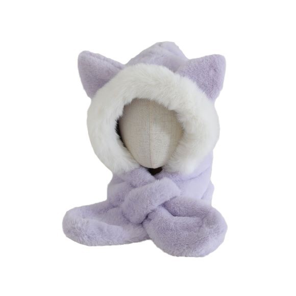 Sombrero y bufandas de invierno antifrío y caliente protección de orejas sombrero de oso grueso lindos gorro de pelusa para niñas