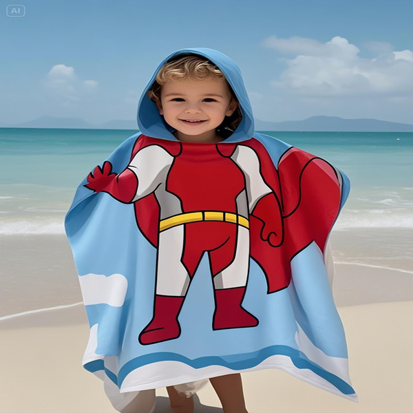 Children's bath towel cloak microfiber absorbent quick-drying beach towel cute cartoon printed towel cross-border explosions