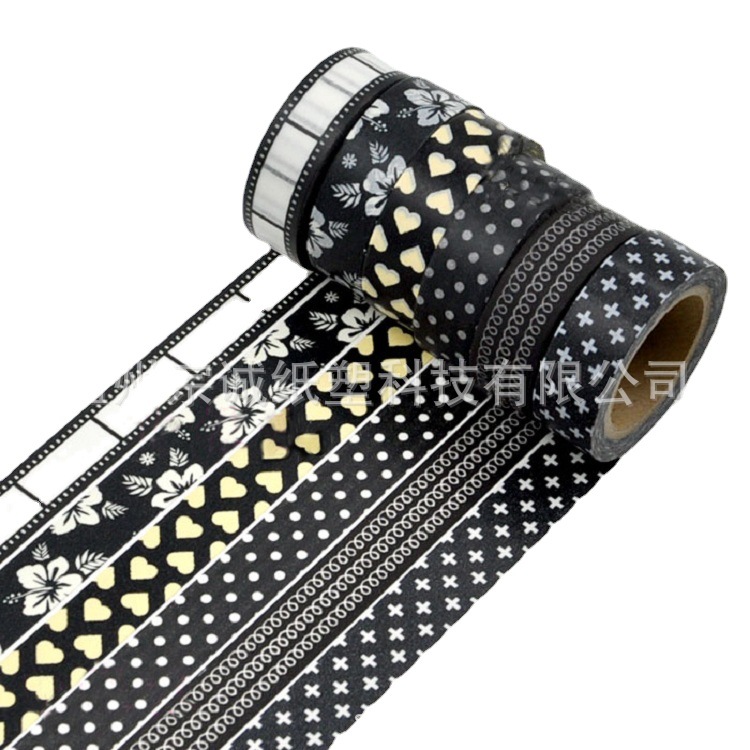 Cinta de papel blanco y negro cinta de papel retro DIY decorativo estudiante diario pegatinas adhesivo creativo