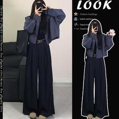 早秋御姐軽熟風スーツ女性新ネット赤揚げ街ショートコート広脚カジュアルズボン2点セット