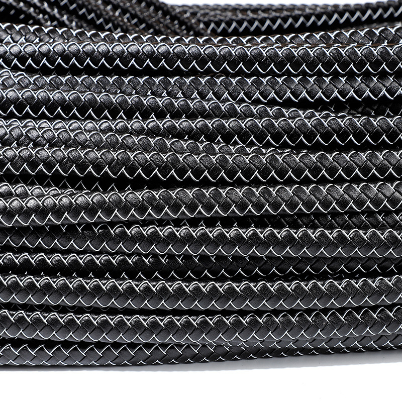 多色二层牛皮编织绳 手工饰品圆绳 12*6二层抽条服饰绳带批发