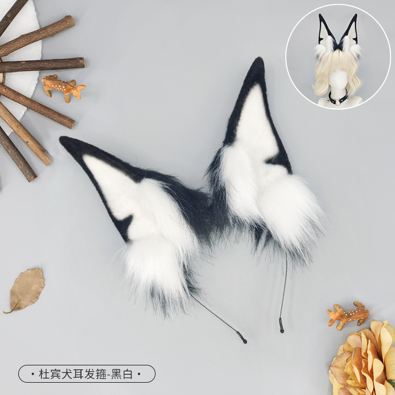 Tocado de peluche hecho a mano exposición cómica Cosplay perro oreja accesorios simulación bestia oreja accesorios para el cabello Dobbin perro oreja diadema