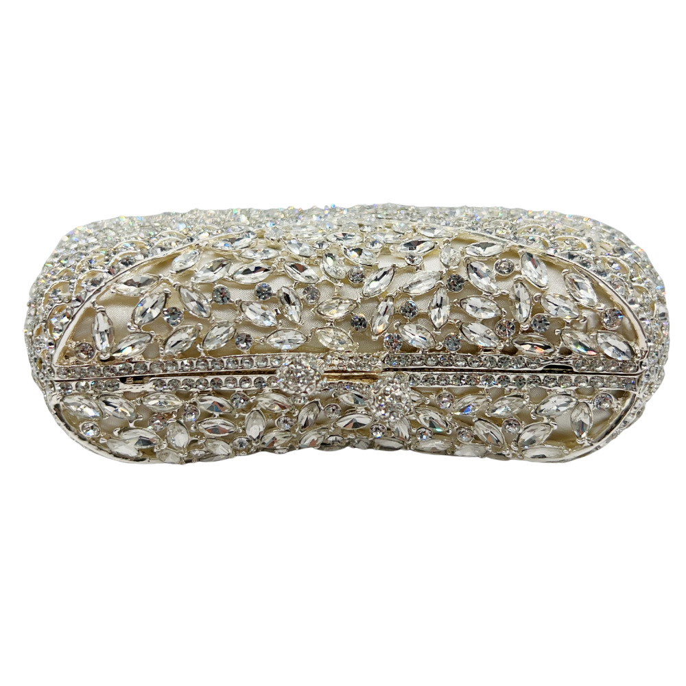 Túi clutch nữ đính đá pha lê kim cương cầm tay dự tiệc sang trọng — trắng, bạc, Kim cương trắng trên vàng, kim cương vàng trên nền vàng