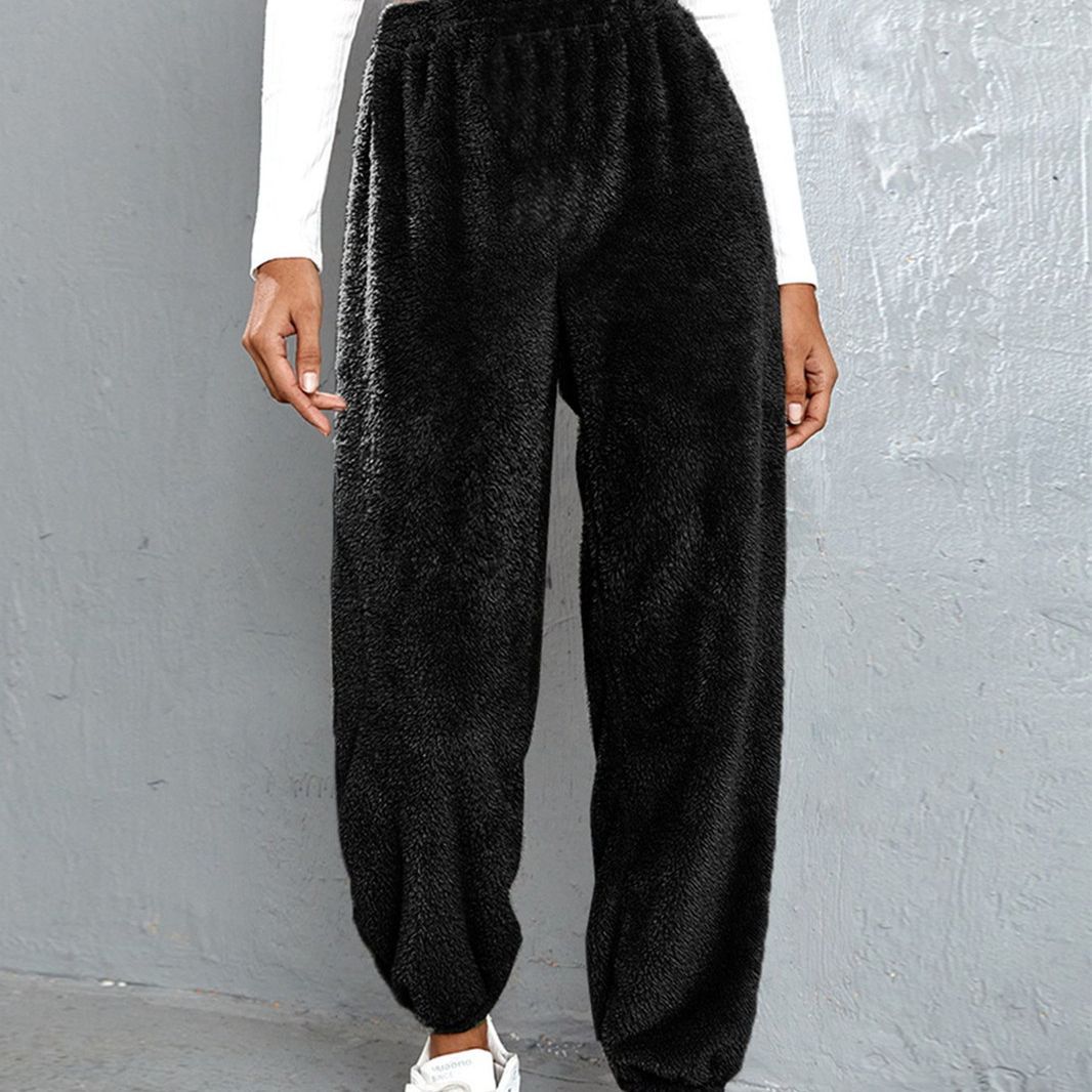 2023 Ropa de mujer transfronteriza europea y americana Amazon AliExpress casual versátil color sólido pantalones largos de mujer pantalones deportivos de lana temperamento image 6