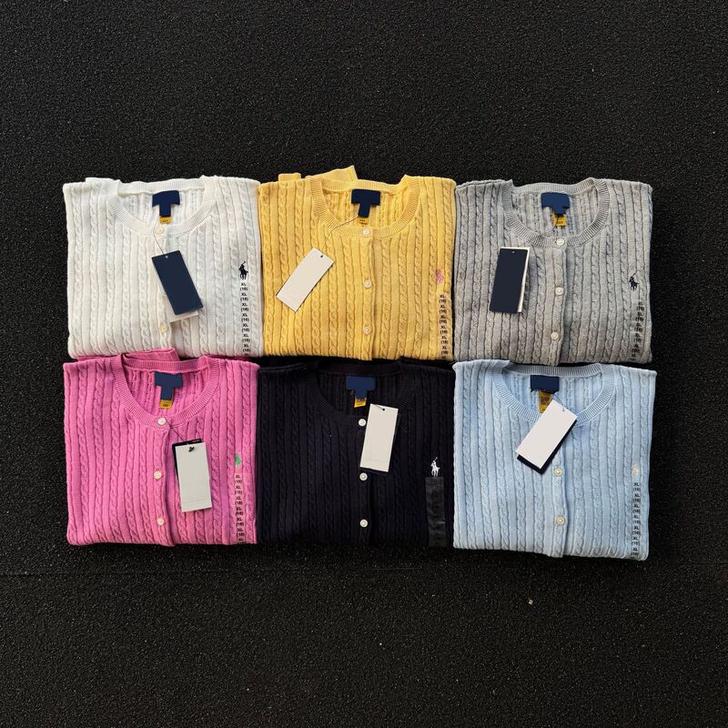 Scan Code Available/Quality Raffia (Small Cable Knit Cardigan) Pony Label Embroidered Cable Knit Cardigan for Women Wholesale