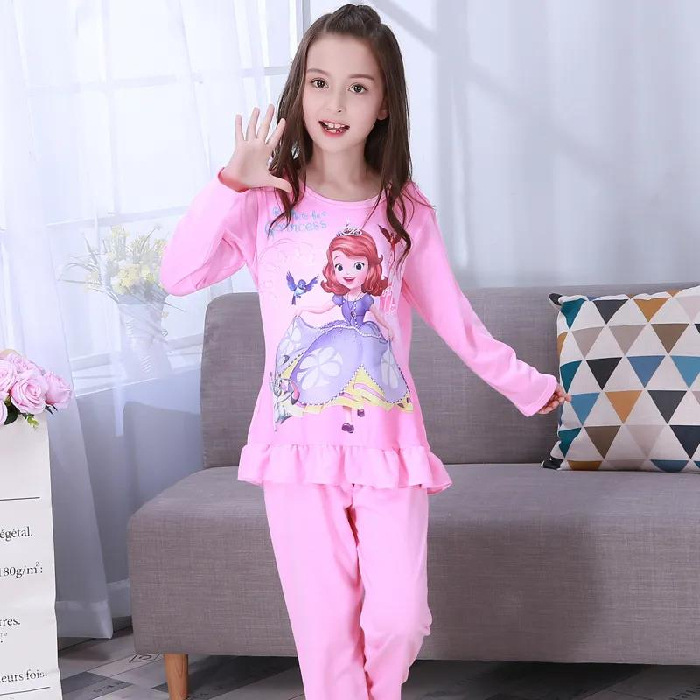 Pijamas infantiles de manga larga primavera y otoño verano niñas niños grandes ropa de aire acondicionado delgada princesa bebé set de ropa de hogar