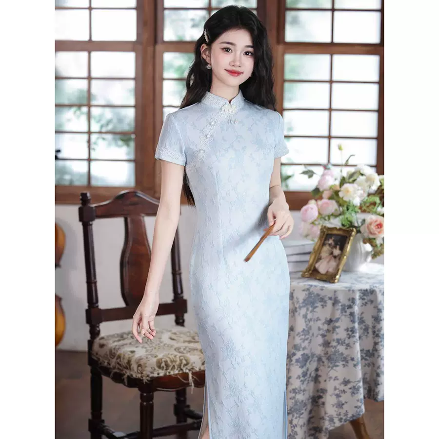 新中式国风复古旗袍年轻款 2026春夏显瘦日常优雅高级感旗袍裙