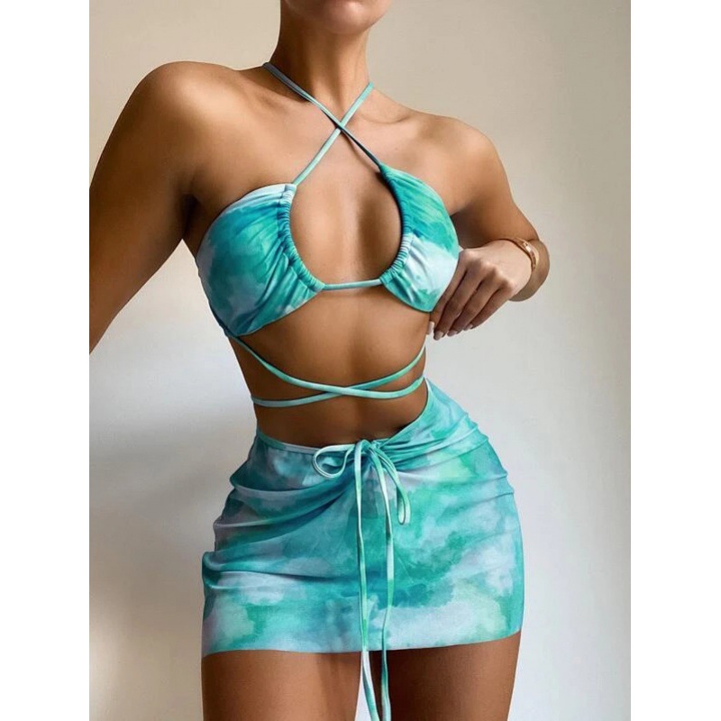 Mingyi nuevo europeo y americano multi-color sexy split bikini piedra impreso tres piezas bikini traje de baño