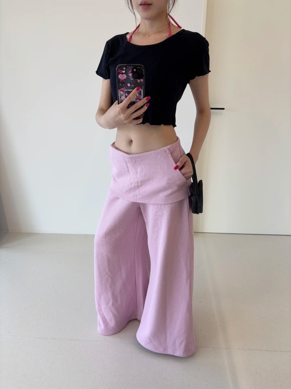 南油女装批发 RA新品“袋鼠”卫裤可束脚阔腿裙裤宽松纯色休闲裤|undefined