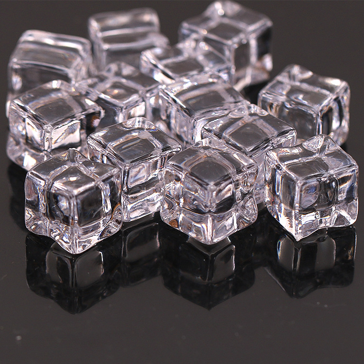 亚克力仿真冰块批发透明假碎冰酒吧摄影道具冰粒方块水晶石装饰