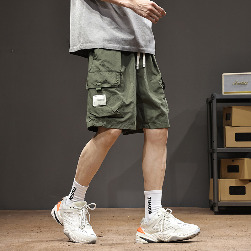 2026 High-End American Retro Outdoor Ice Silk Quick-Dry Shorts for Men, Summer Thin Loose Multi-Pocket Workwear Five-Point Shorts