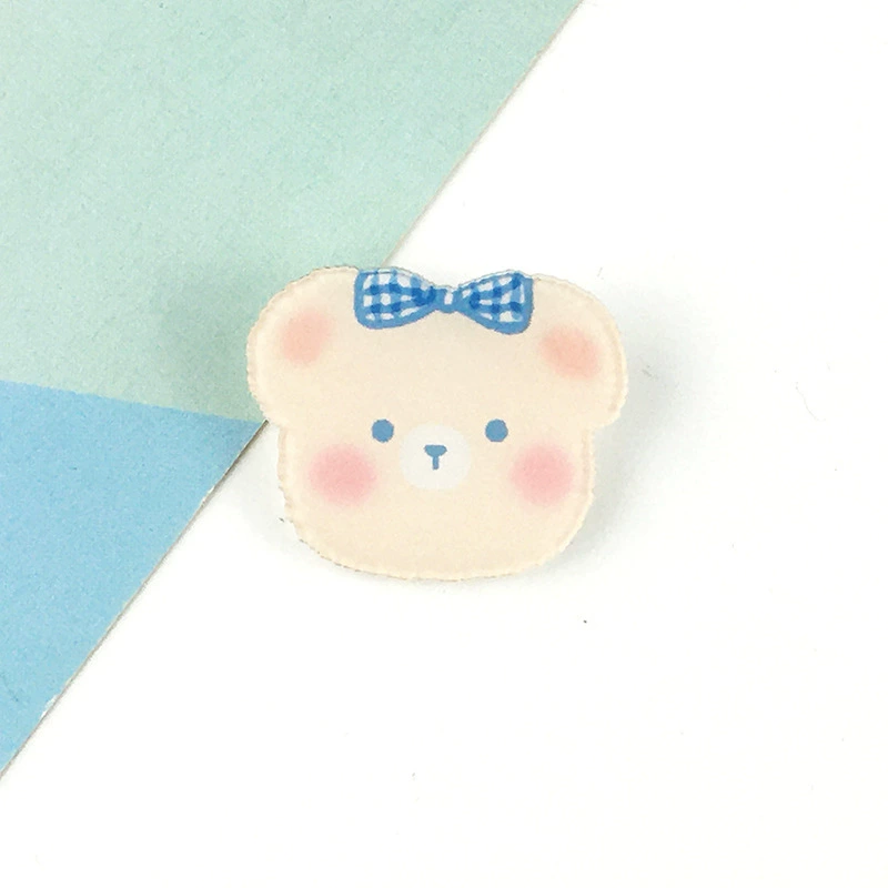 Acrylic Badge Pin Cute Bear Brooch, 3 cm Charming Cartoon Design, lightweight 0.003 kg