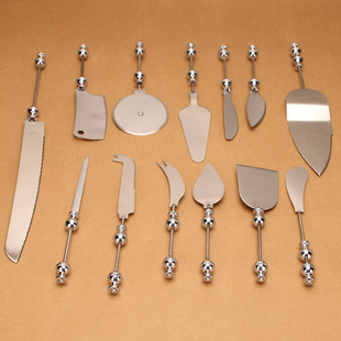 Beaded pizza shovel bread knife butter cream knife stainless steel cheese machete knife with teeth diy new tableware
