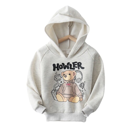 Winter and Spring Hoodie Grey Cartoon Anime Parent-Child Set 2024 New Korean Style Bear Alphabet Print Family Set Long Sleeve