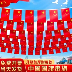 批发国旗串旗小红旗7号8号中国五星红旗国庆装饰商场街道布置串旗