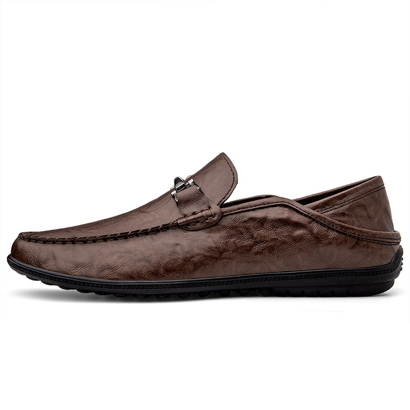 Zapatos de cuero para hombres comerciales de estilo británico, zapatos de cuero casuales de suela suave para hombres, zapatos de frijol negros, zapatos de moda.