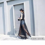 Летняя ультратонкая черная длинная юбка, высокая талия