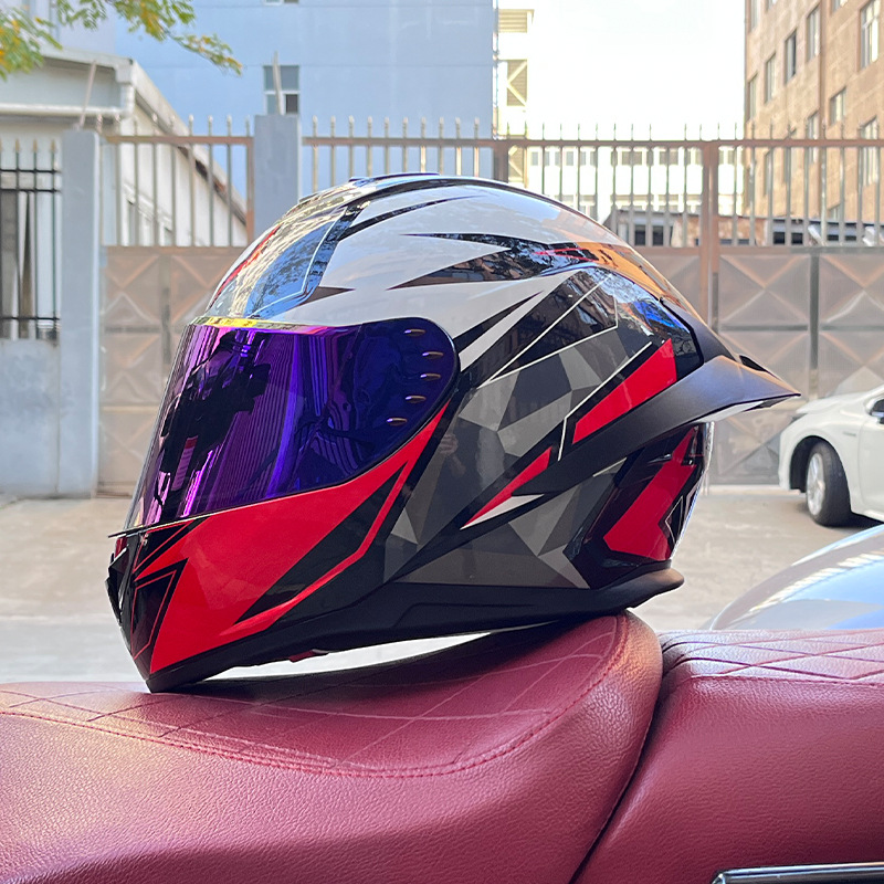 Casco de motocicleta Orz para hombres y mujeres, casco integral de verano con gran alerón trasero para todas las estaciones, certificado por DOT, transfronterizo.