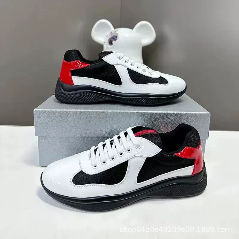 P family leather lovers shoes 2024 new breathable shoes mesh stitching patent leather wear-resistant casual men's shoes