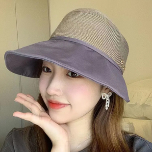 Widened sunscreen cap summer fashion cool hat cover face big brim sun hat sun hat women's 2024 new