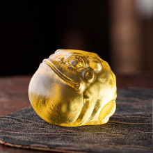 高端瑠璃冰冻烧金蟾招财摆件茶具茶道配件茶宠可养茶玩家居小饰品