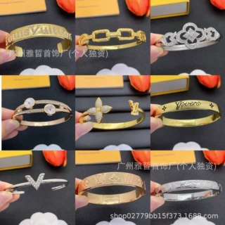 跨境新款驴家V字母高级手环独特设计时尚不掉色欧美手镯工厂批发