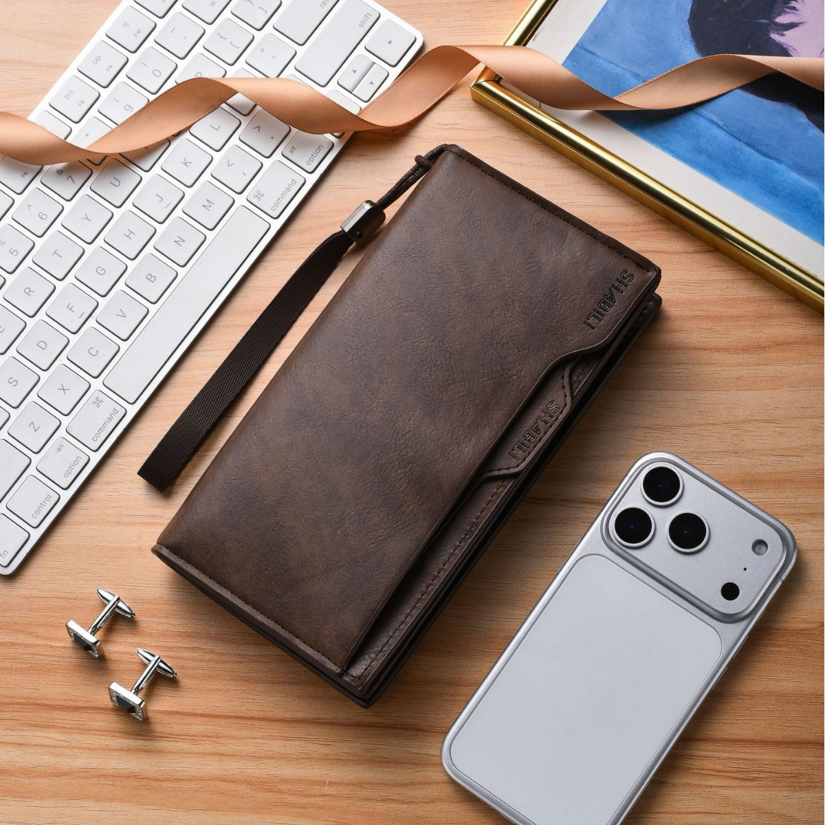 New cross-border men's long wallet, European and American style, casual, large capacity, multi-card slot clutch bag, multifunctional wallet